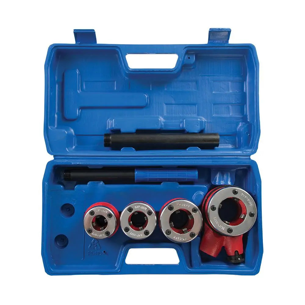 Silverline Pipe Threading Kit 5pce 1/2”, 3/4”, 1” & 1-1/4” BSPT 868556  White Rose Tools