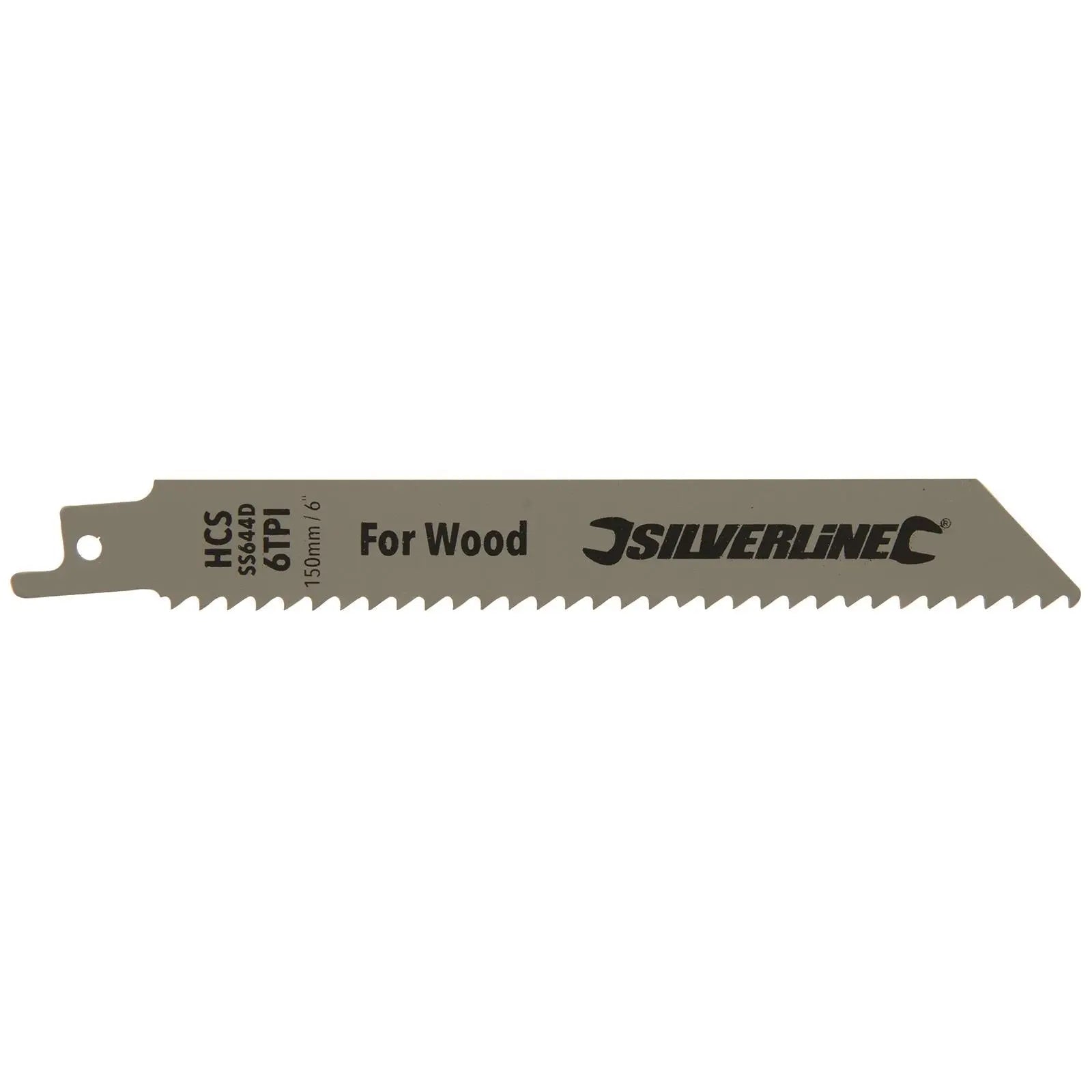 Silverline Recip Saw Blades for Wood HCS 5 Pack 6 TPI 150mm Cutting Blades 