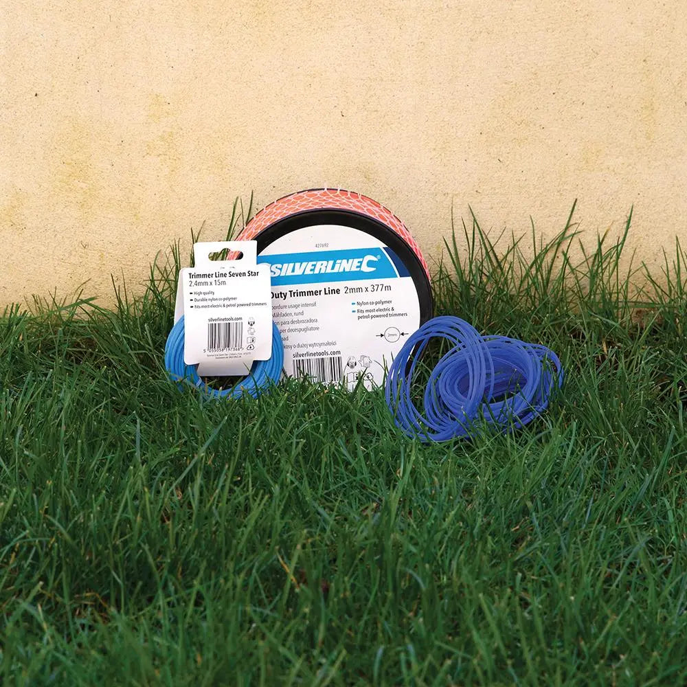 Silverline Seven Star Trimmer Line 2mm, 2.4mm x 15m & 3mm x 12m 