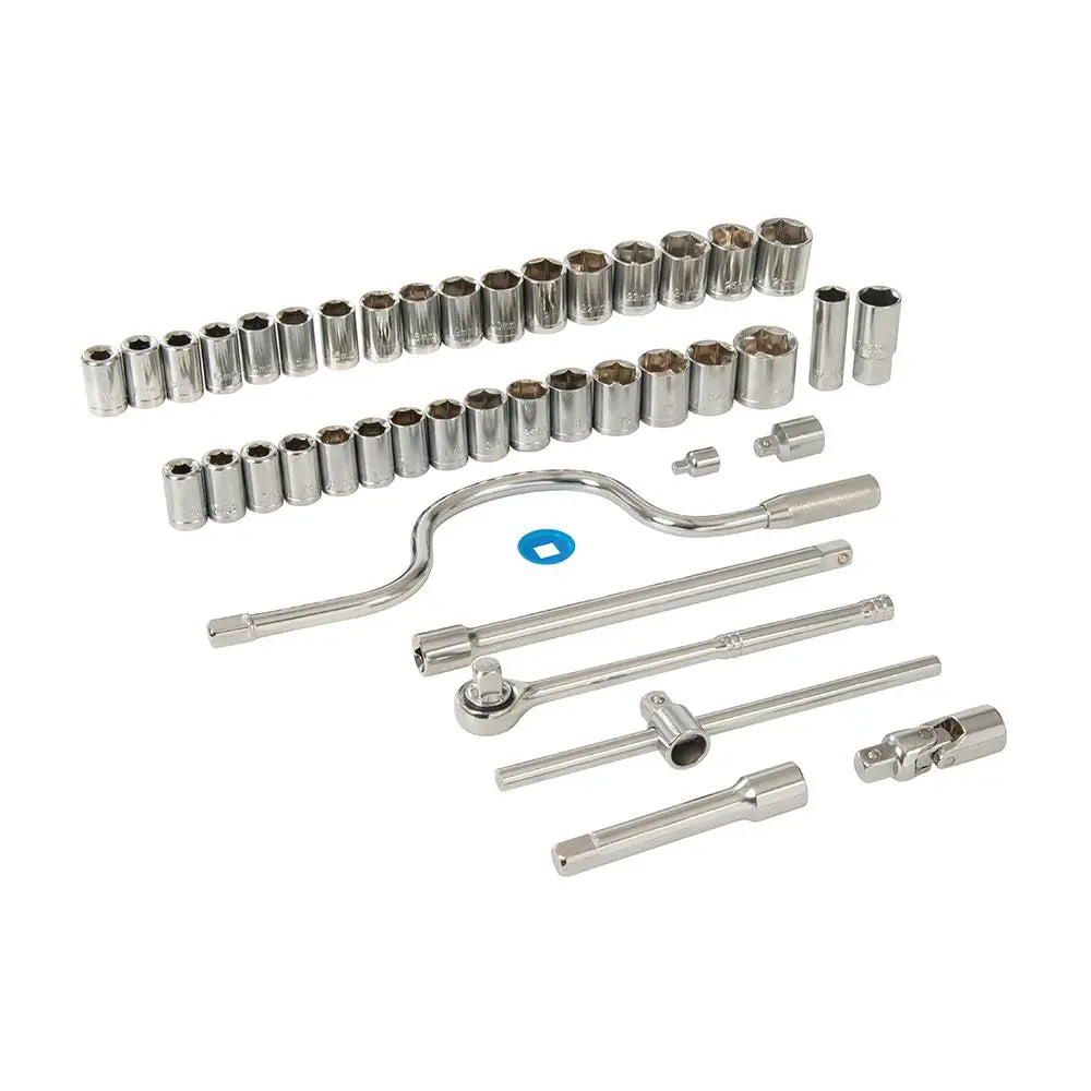 Silverline Socket Set 1/2" Drive 6pt Metric / A/F 42pce SS39  White Rose Tools