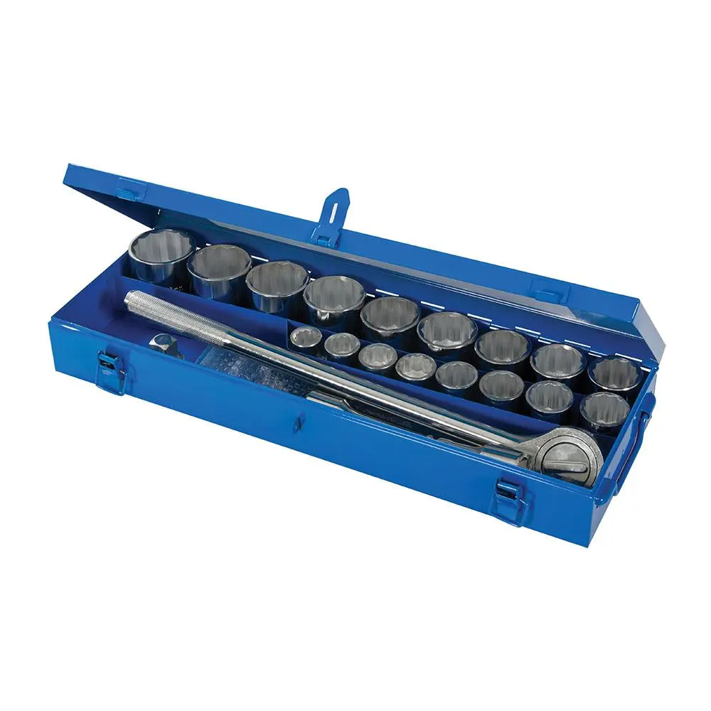 Silverline Socket Set 3/4" Drive 12pt Metric 21pce 19 - 50mm 633663  White Rose Tools