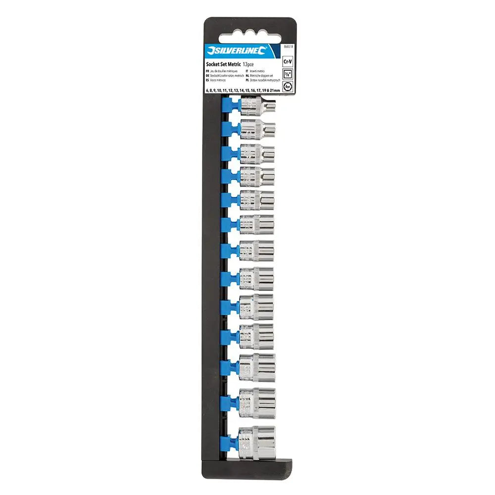 Silverline Socket Set 3/8" Drive 6pt Metric 13pce 6 - 21mm 868518  White Rose Tools