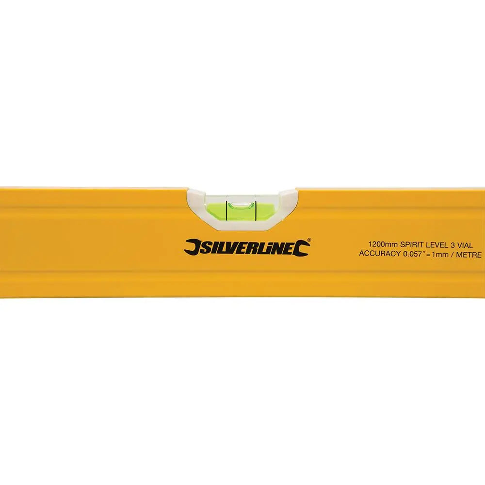 Silverline Spirit Level Powder Coated Aluminium 3 Vials - Choose Length  White Rose Tools