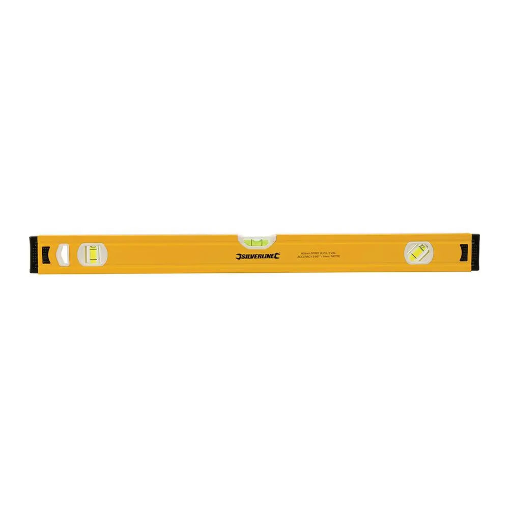 Silverline Spirit Level Powder Coated Aluminium 3 Vials - Choose Length  White Rose Tools
