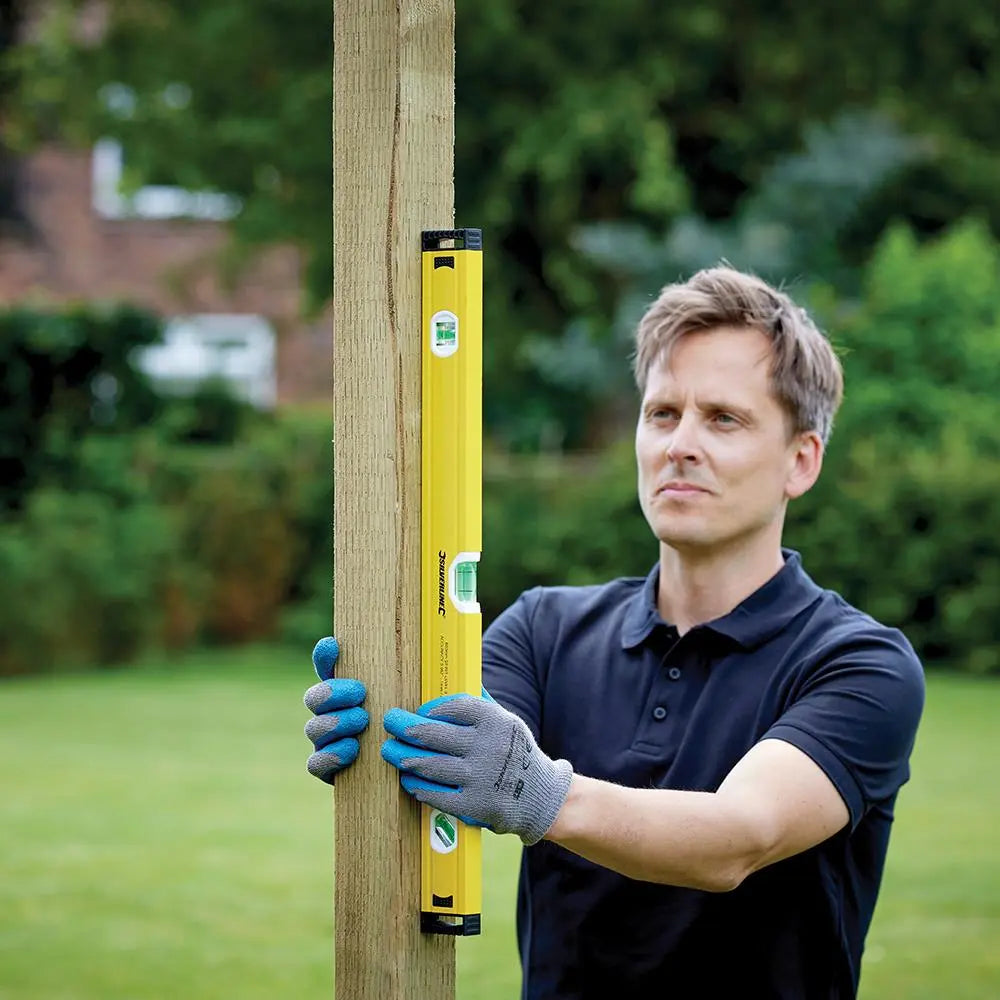 Silverline Spirit Level Powder Coated Aluminium 3 Vials - Choose Length  White Rose Tools