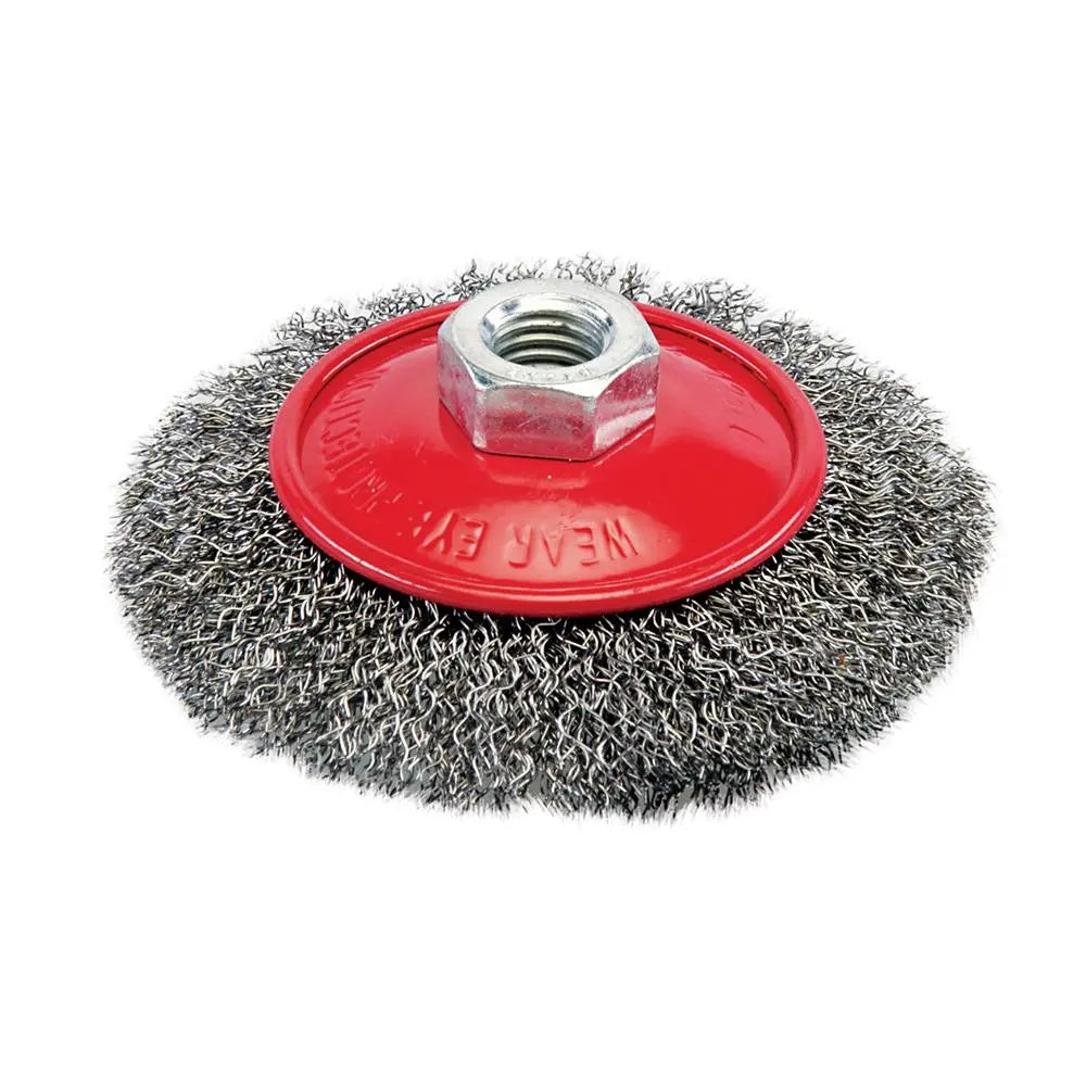 Silverline Steel Crimp Bevel Brush 100mm 277852  White Rose Tools