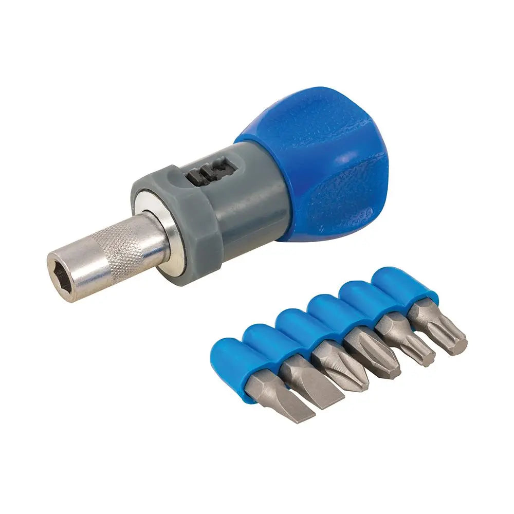 Silverline Stubby Ratchet Screwdriver Set 7pce 250488  White Rose Tools