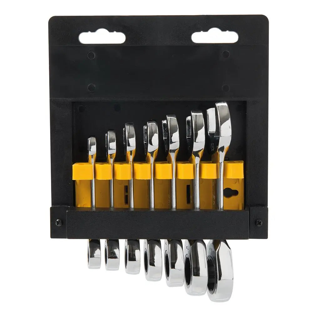 Silverline Stubby Ratchet Spanner Set 7pce 8 - 19mm 199916  White Rose Tools