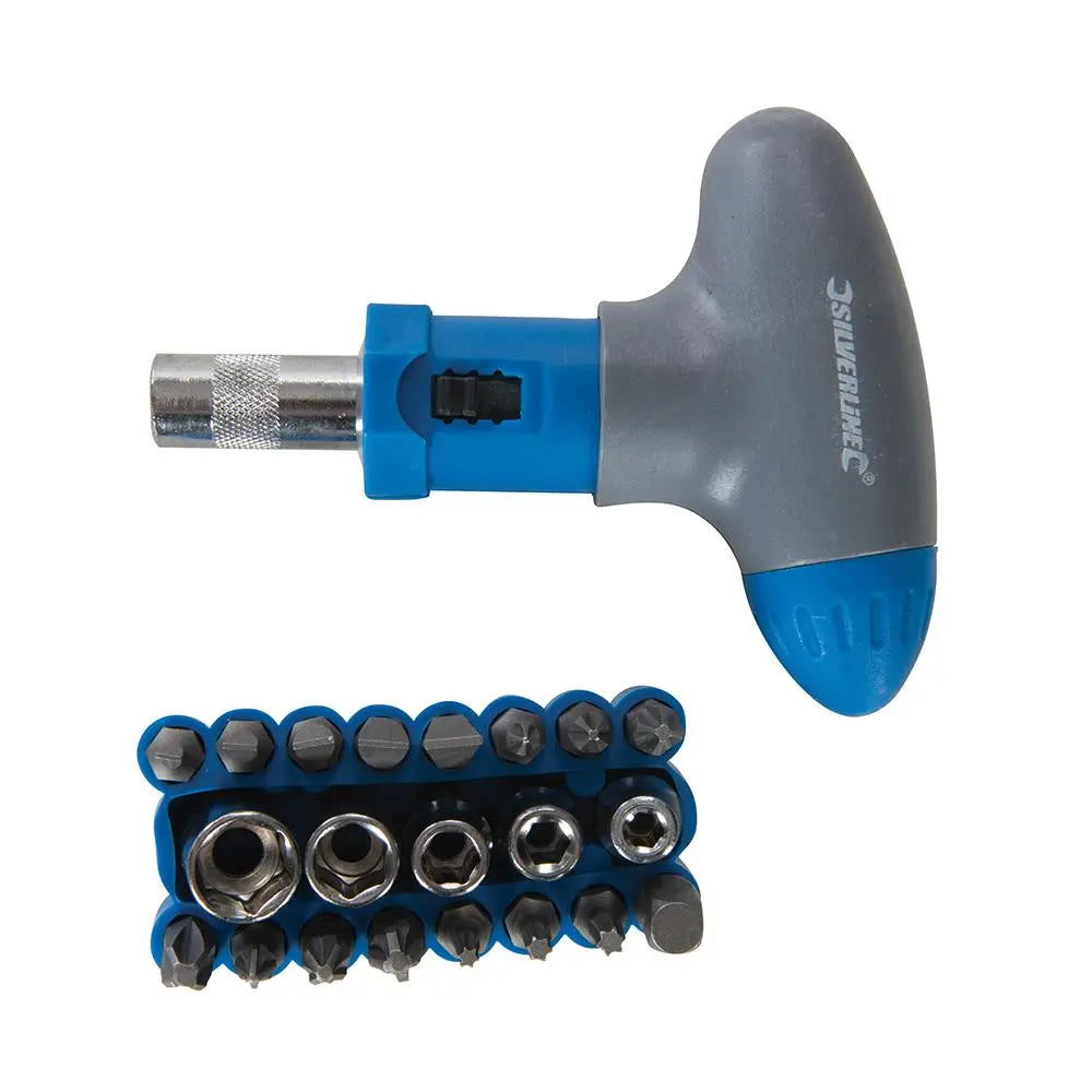 Silverline T-Handle Ratchet Screwdriver Set 22pce 380746  White Rose Tools