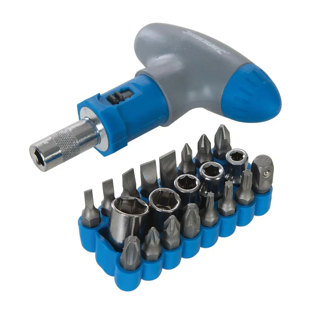 Silverline T-Handle Ratchet Screwdriver Set 22pce 380746  White Rose Tools