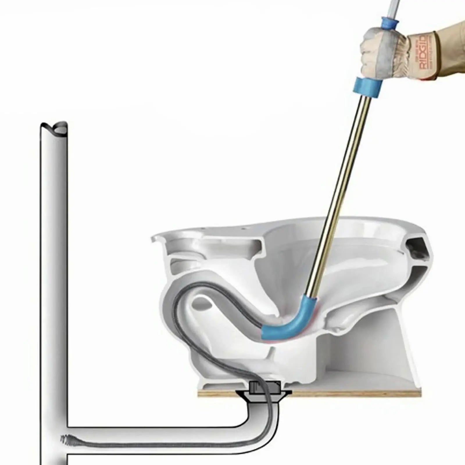 Silverline Toilet Auger Unblocker Plumbers Snake Blockage Basin Flexible Pipe  White Rose Tools