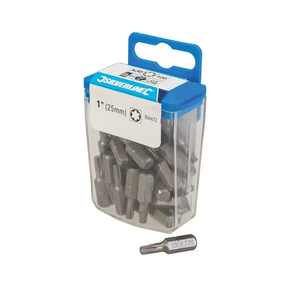 Silverline Trx Cr-V 6150 Screwdriver Bits 30pk T20 866672  White Rose Tools