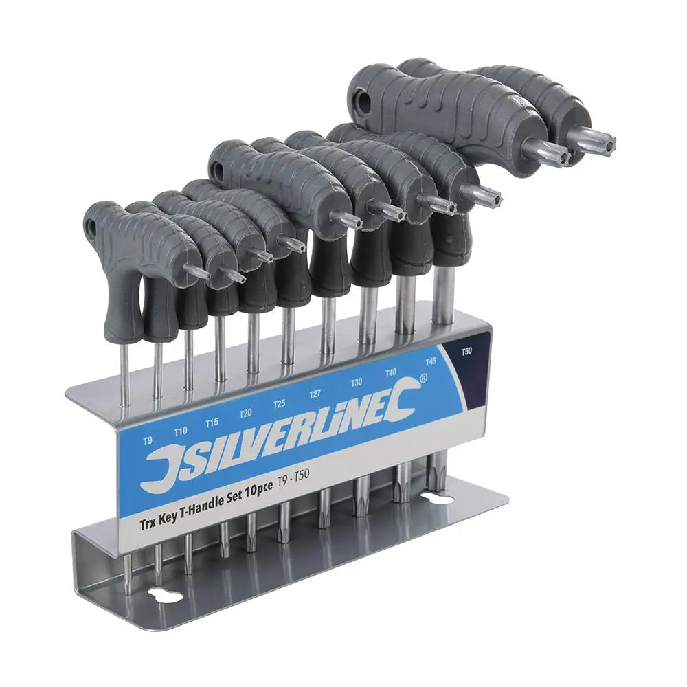 Silverline Trx Key T-Handle Set 10pce T9 - T50 328015  White Rose Tools