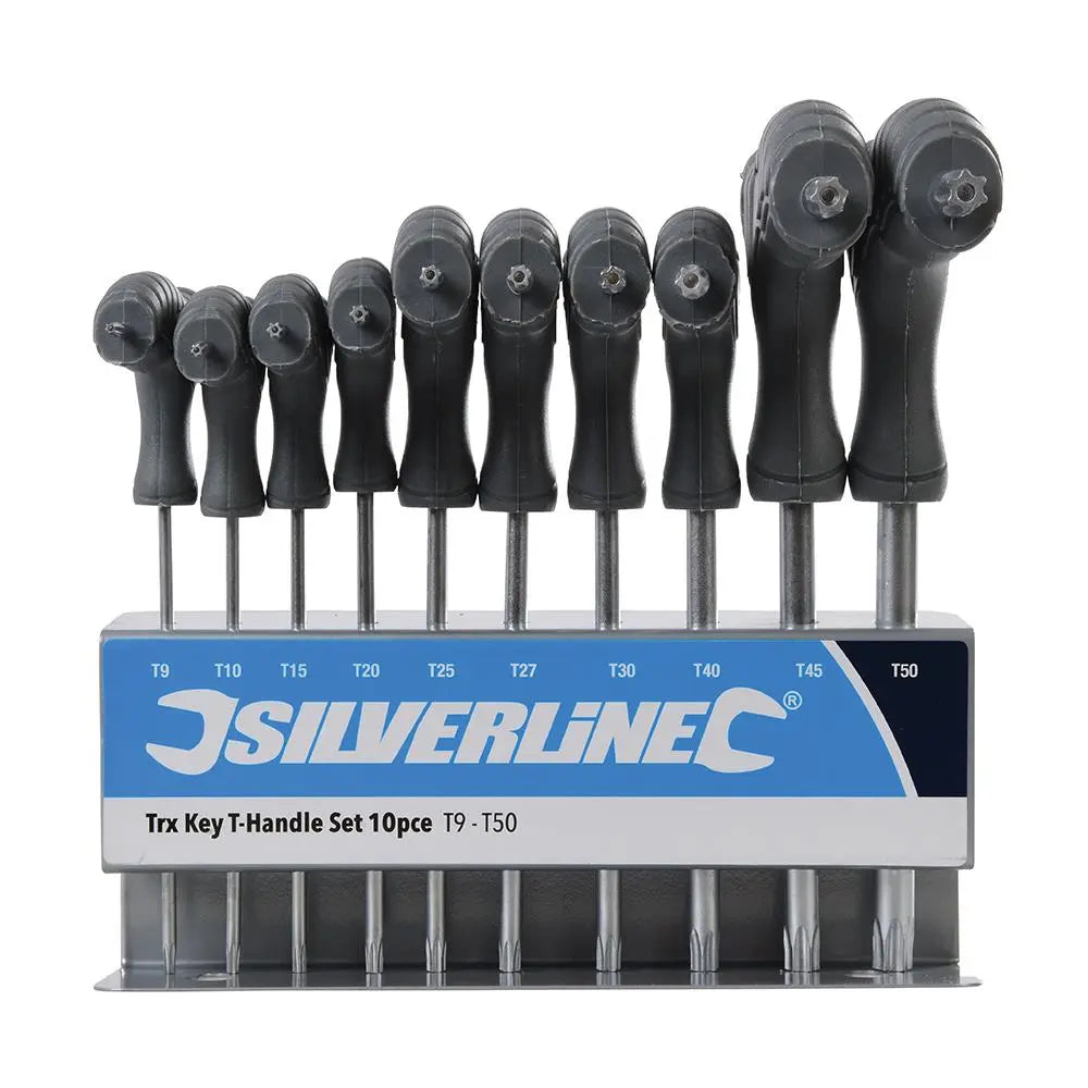 Silverline Trx Key T-Handle Set 10pce T9 - T50 328015  White Rose Tools