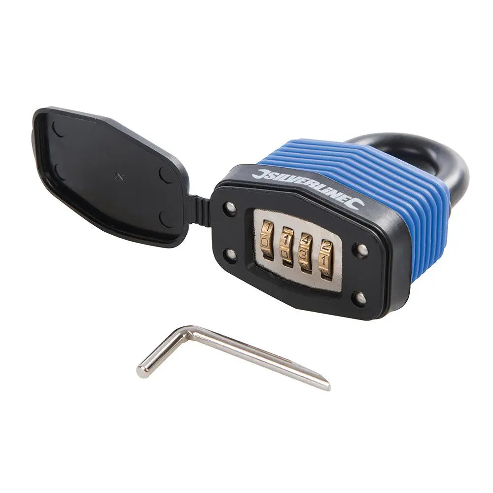 Silverline Weather Resistant Combination Padlock 50mm 802531  White Rose Tools