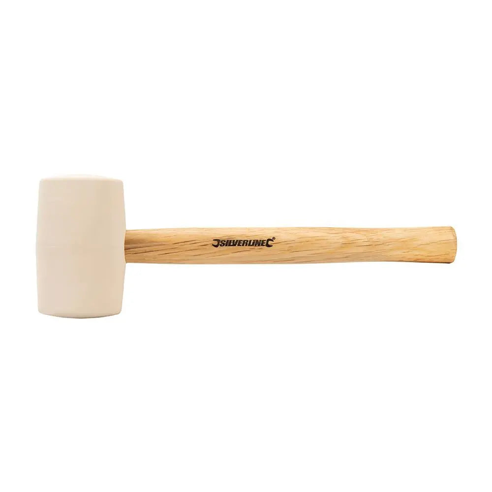 Silverline White Rubber Mallet Hammer with Hardwood Shaft 