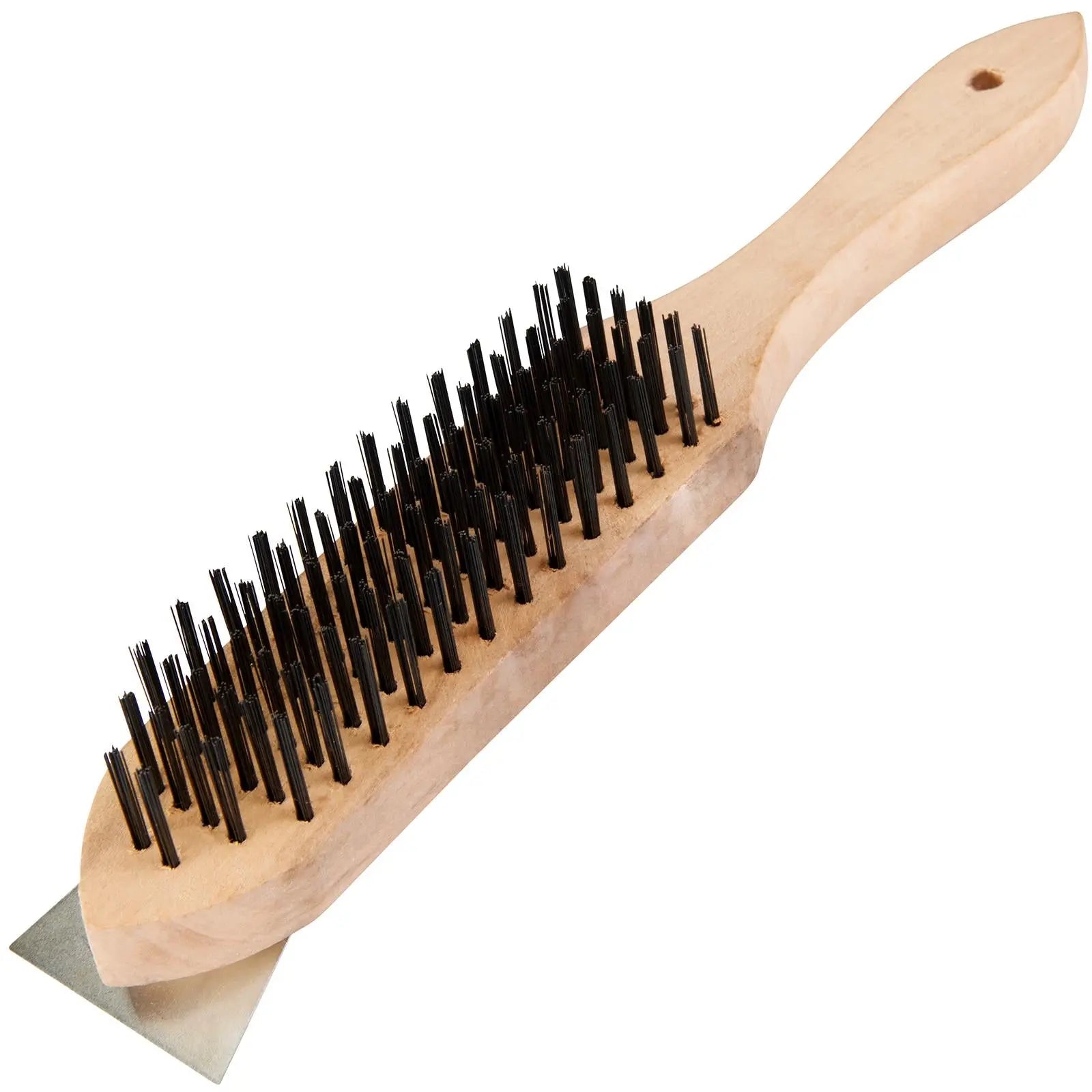 Silverline Wire Brush Scraper Wooden Heavy Duty Steel Bristles 290mm Cleaning  White Rose Tools