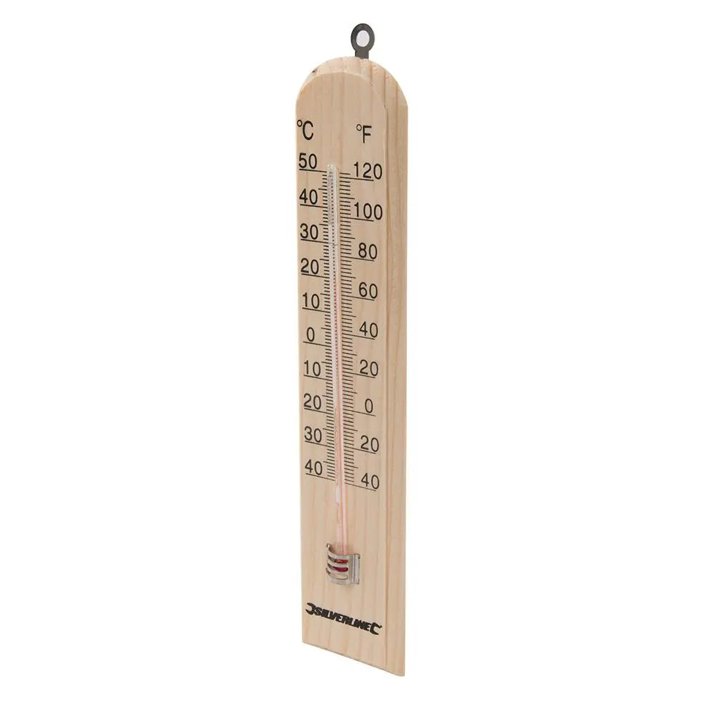 Silverline Wooden Thermometer -40° to +50°C 490745  White Rose Tools