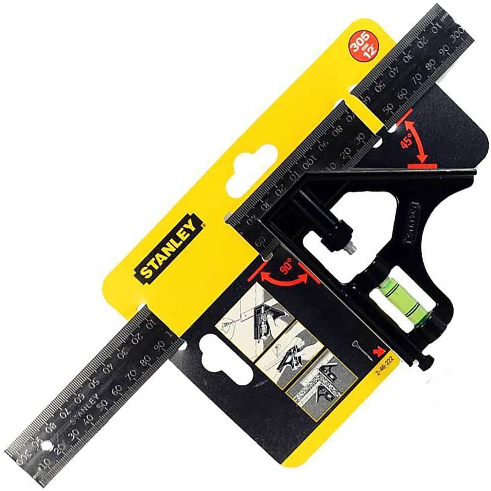 Stanley Combination Metal Square 300mm/12" Metric Imperial Spirit Level 