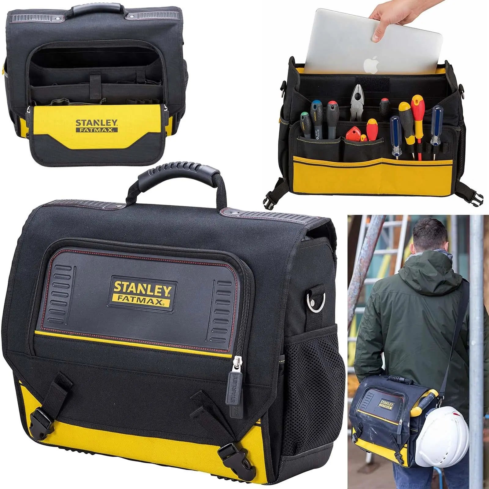 Stanley FatMax Laptop Bag Case Storage Travel Site Water Resistant Bottom Carry Handle Shoulder Strap 