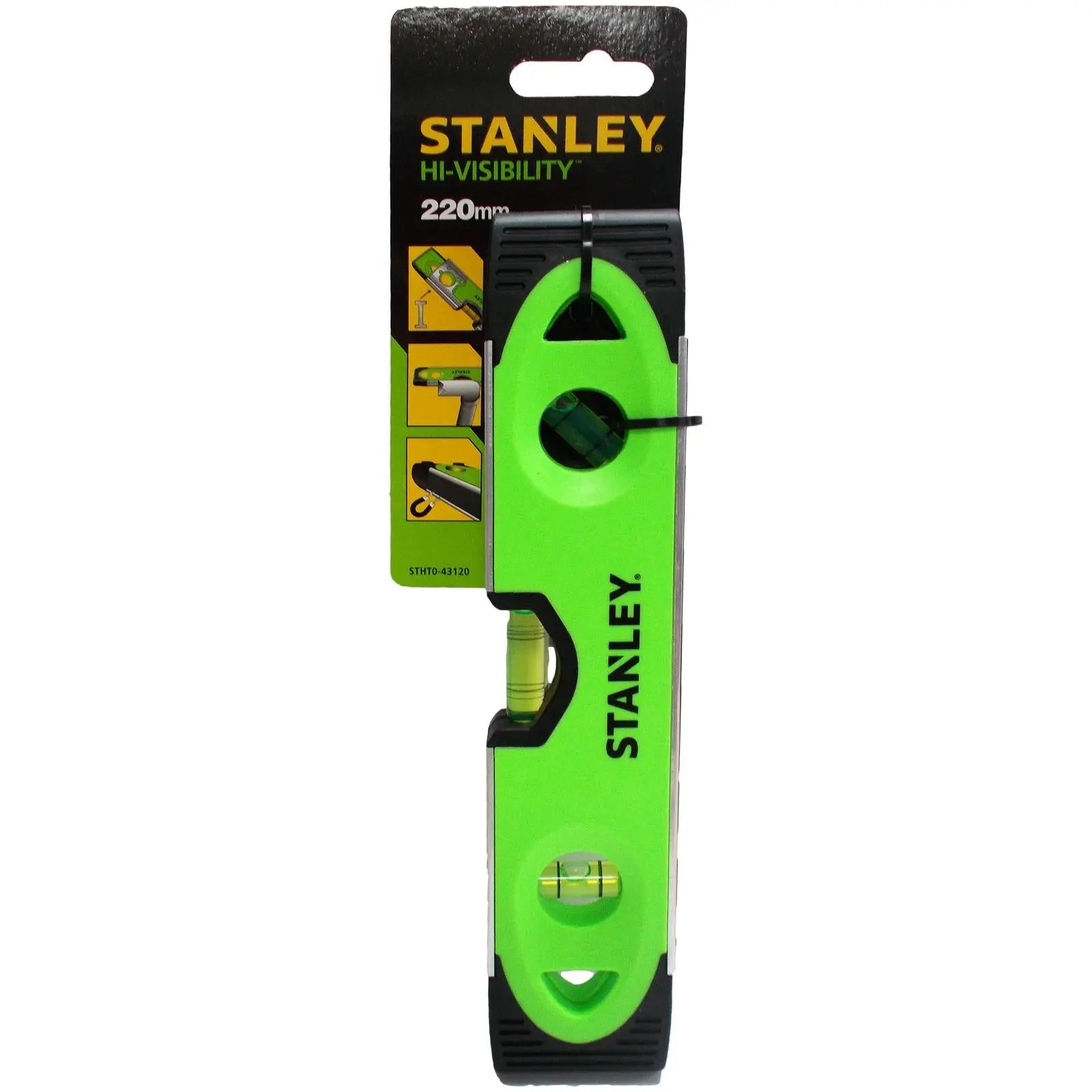 Stanley Torpedo Spirit Level Magnetic Hi-Visibility Green 220mm 