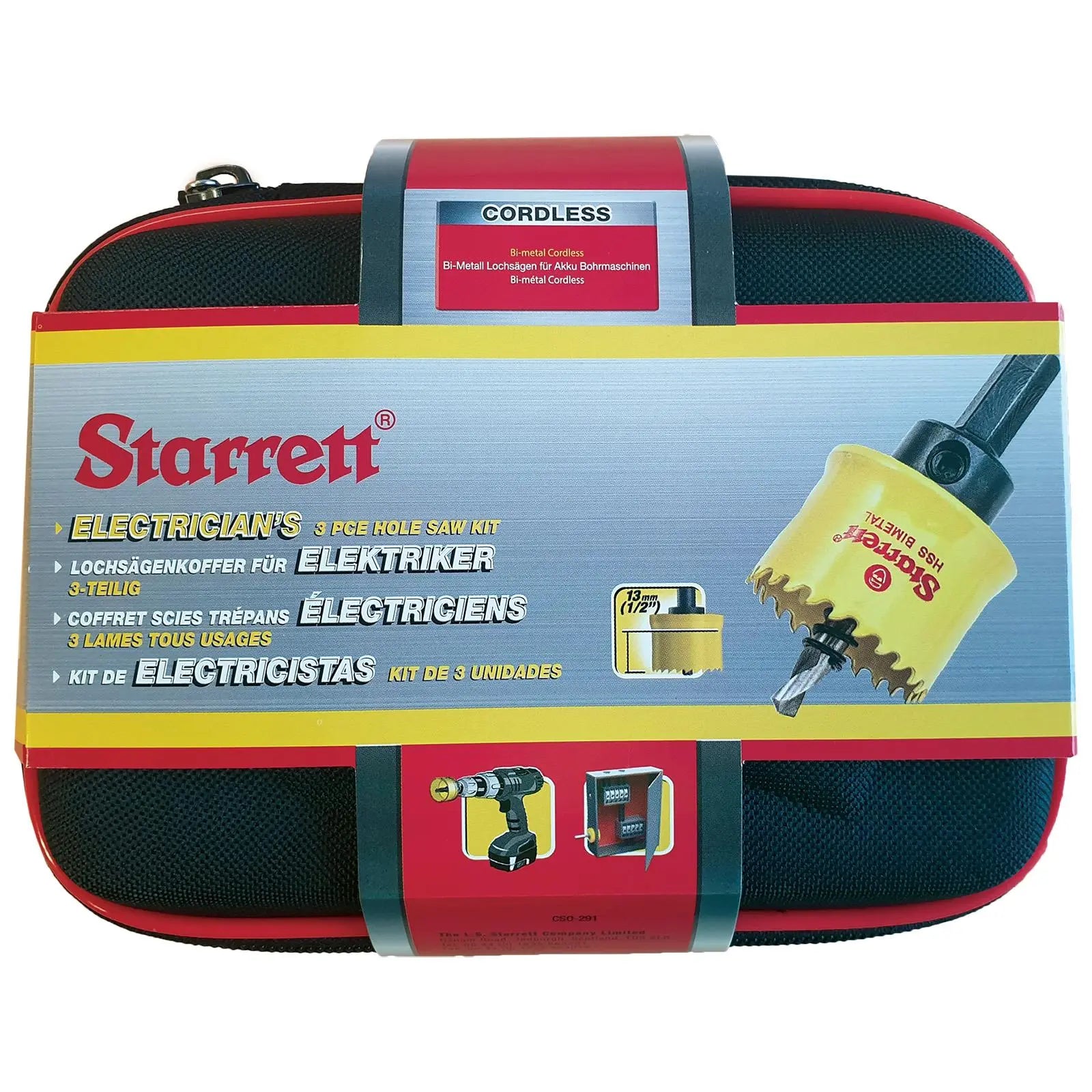 Starrett Cordless Smooth Cut CSC Electricians Holesaw Kit 3 Piece 20 mm 25 mm 32 mm BF1420 KCS03001  White Rose Tools