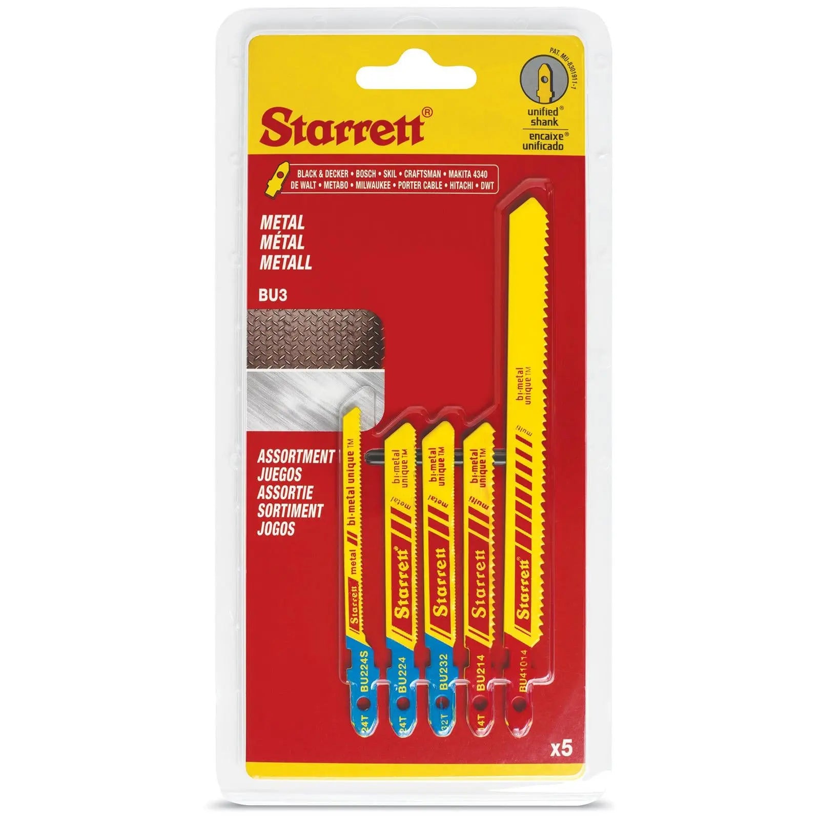 Starrett Jigsaw Blade Set Metal Cutting Assortment 5 Pack Bi-Metal SA394 BU3  White Rose Tools