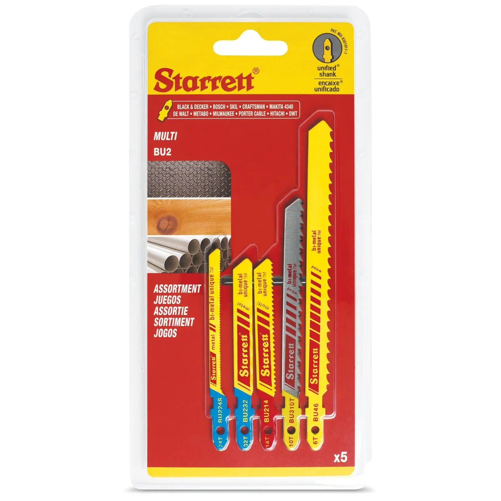 Starrett Jigsaw Blade Set Multi-Purpose Wood Metal Cutting Assortment 5 Pack Bi-Metal SA392 BU2  White Rose Tools