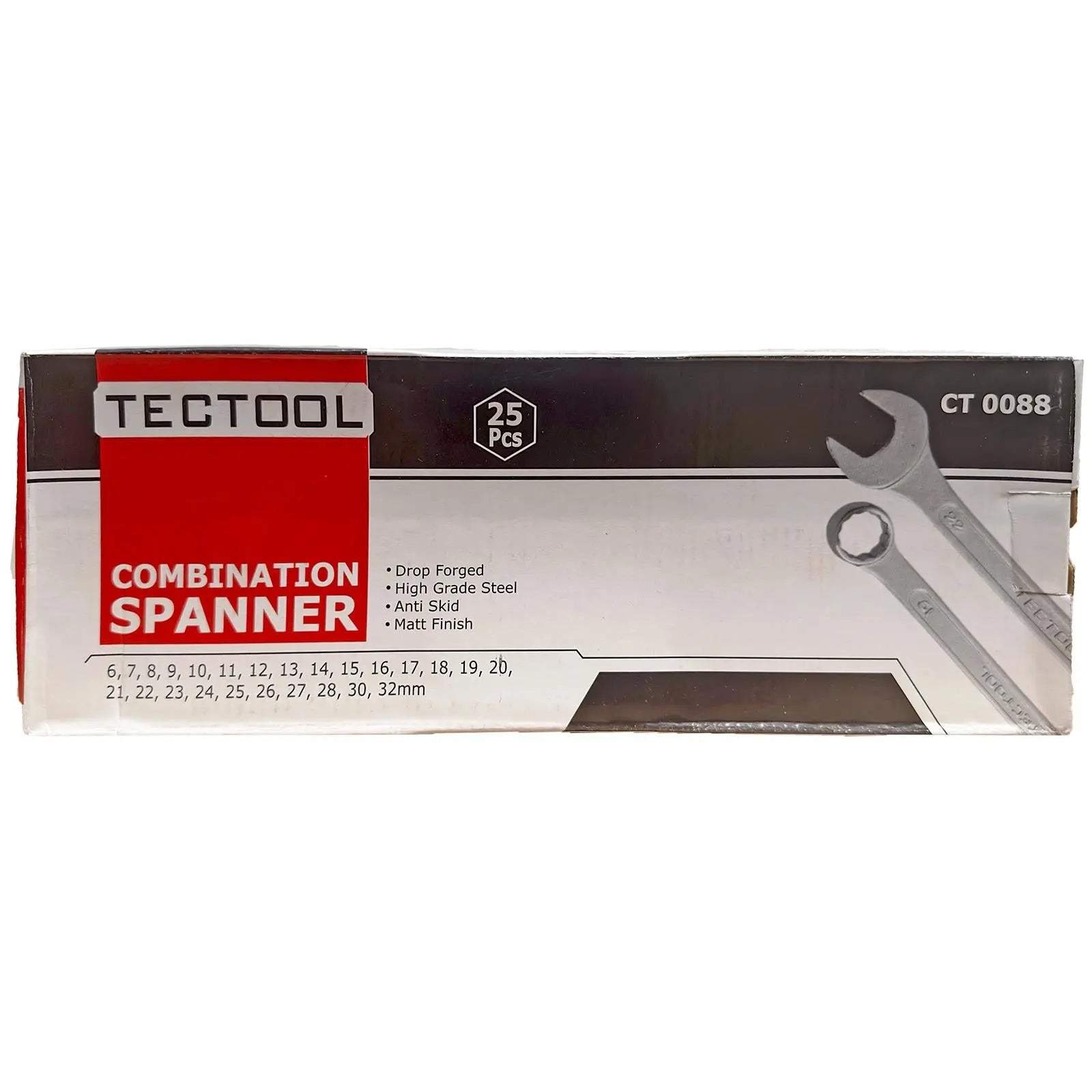 TECTOOL Combination Spanner Set Metric Combo Open End Ring Garage Tool Set 25pc  White Rose Tools