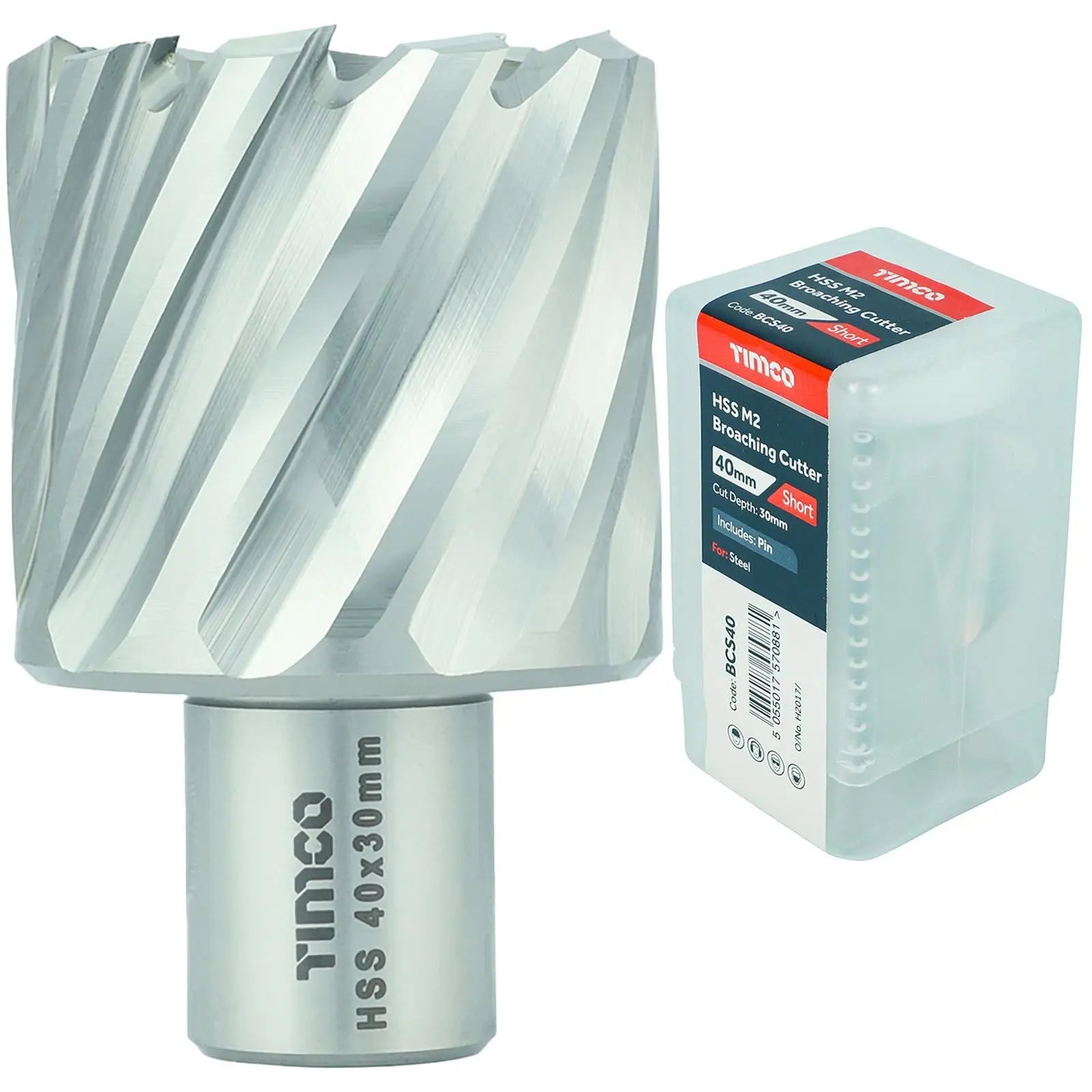 TIMCO Broaching Cutters M2 HSS Steel Mag Drill Bit and Replacement Pilot Pins - Choose Size  White Rose Tools