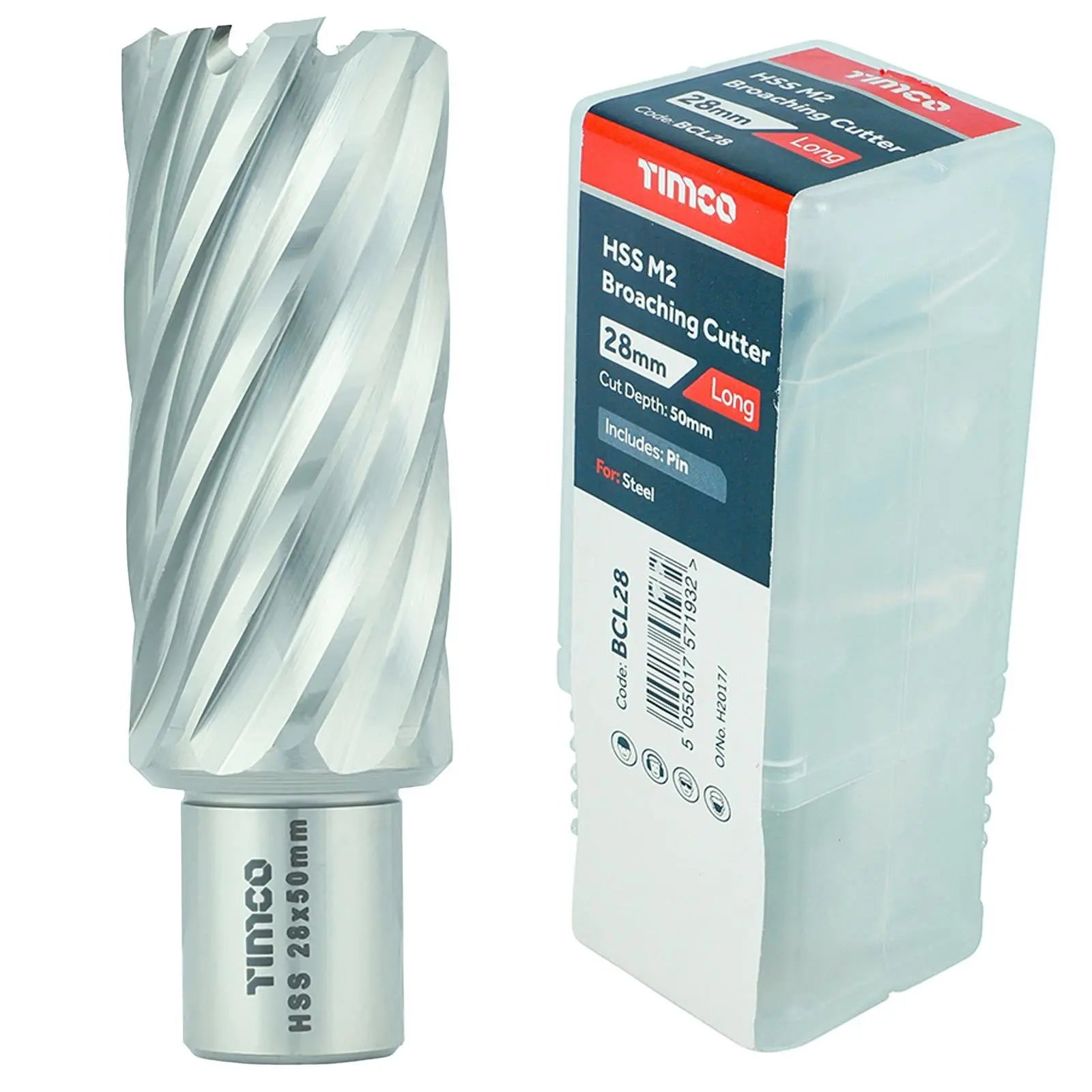 TIMCO Broaching Cutters M2 HSS Steel Mag Drill Bit and Replacement Pilot Pins - Choose Size  White Rose Tools