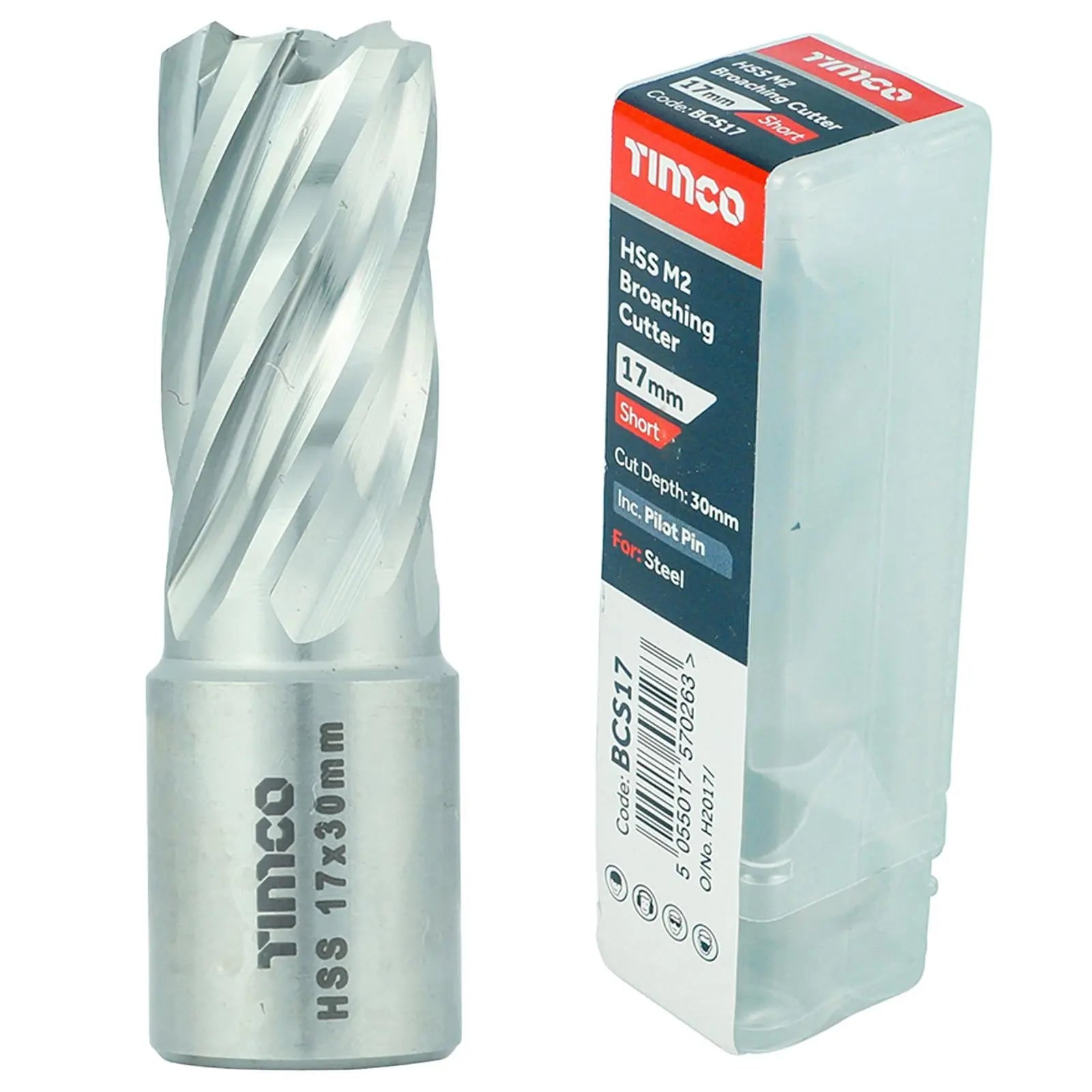TIMCO Broaching Cutters M2 HSS Steel Mag Drill Bit and Replacement Pilot Pins - Choose Size  White Rose Tools