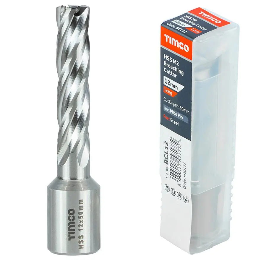 TIMCO Broaching Cutters M2 HSS Steel Mag Drill Bit and Replacement Pilot Pins - Choose Size  White Rose Tools