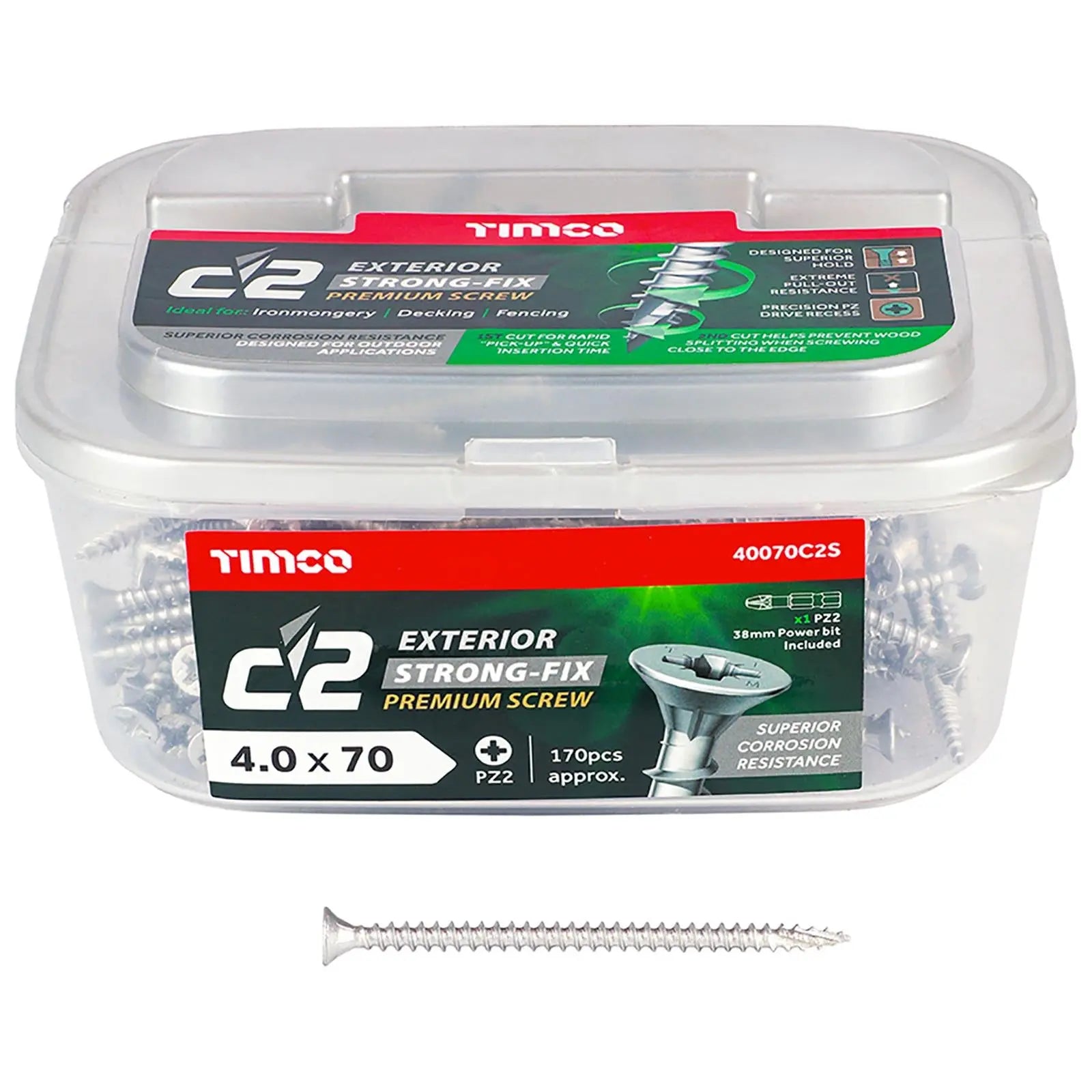 TIMCO C2 Exterior Strong Fix Premium External Screws Pozi Tub Ironmongery Decking Fencing  White Rose Tools