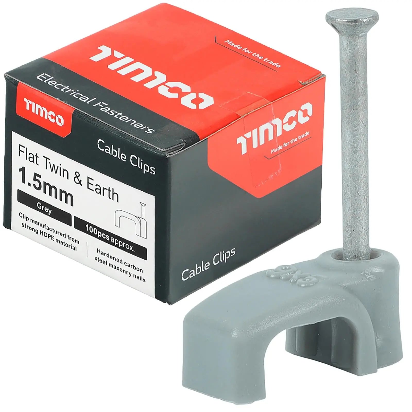TIMCO Cable Clips Flat Twin and Earth 100 Box 1.5-10mm Choose Size  White Rose Tools