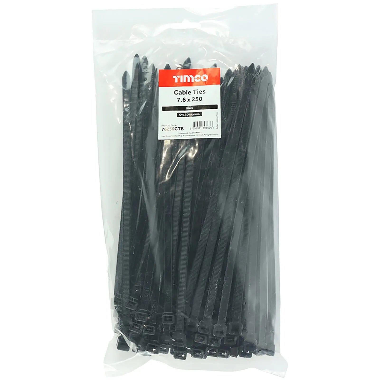 TIMCO Cable Ties Tie Wraps Black BS EN 62275 - Choose Size  White Rose Tools