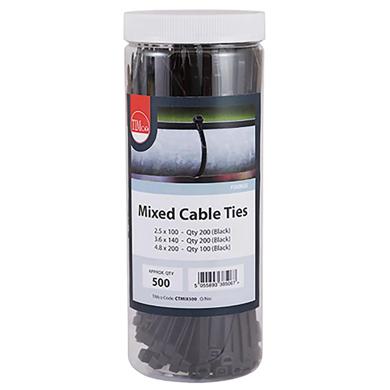 TIMCO Cable Ties Tie Wraps Black BS EN 62275 - Choose Size  White Rose Tools