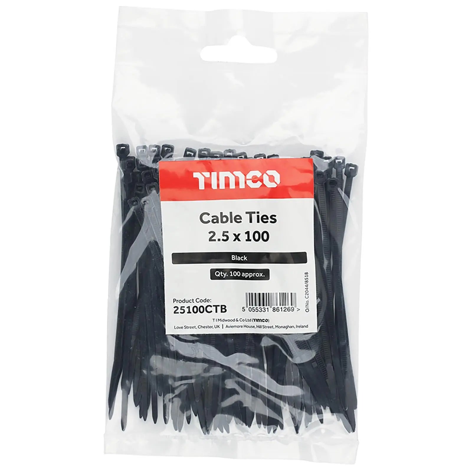 TIMCO Cable Ties Tie Wraps Black BS EN 62275 - Choose Size  White Rose Tools