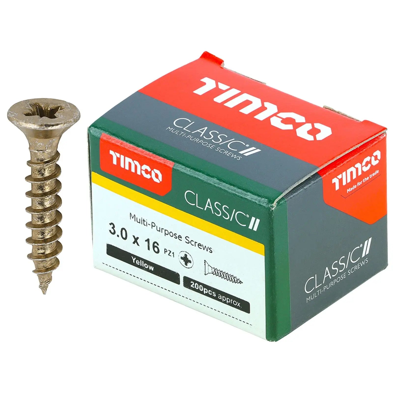 TIMCO Classic Multi Purpose Screws Pozi Head Double Countersunk Yellow Boxed - Choose Size  White Rose Tools