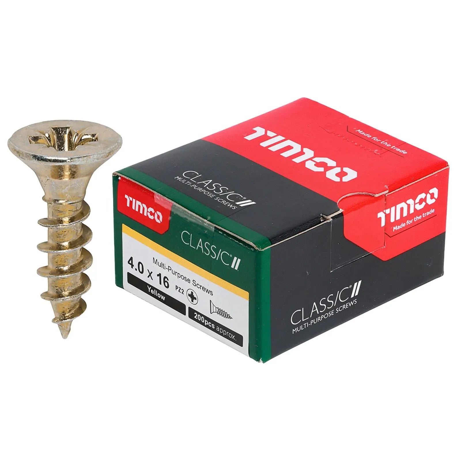 TIMCO Classic Multi Purpose Screws Pozi Head Double Countersunk Yellow Boxed - Choose Size  White Rose Tools