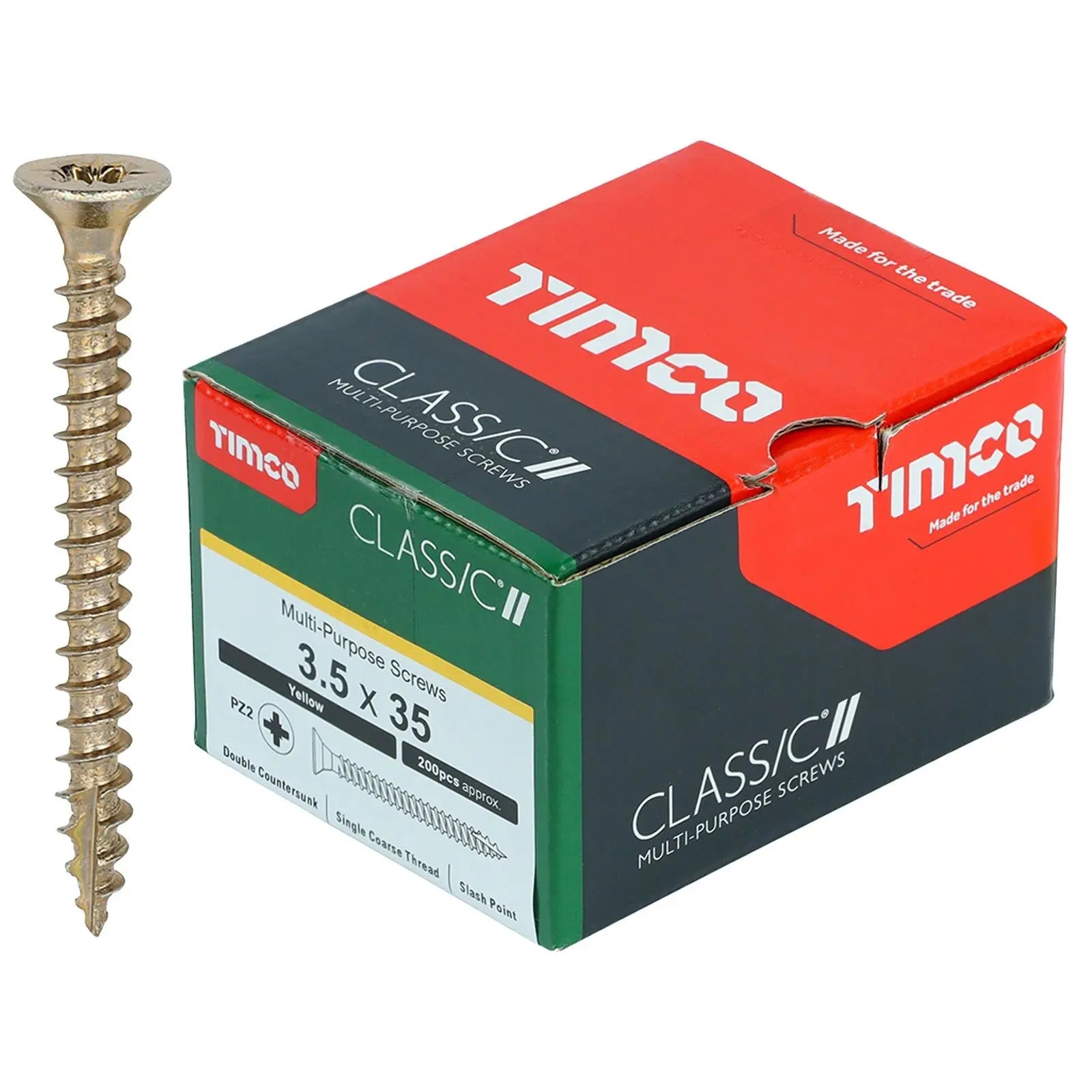 TIMCO Classic Multi Purpose Screws Pozi Head Double Countersunk Yellow Boxed - Choose Size  White Rose Tools