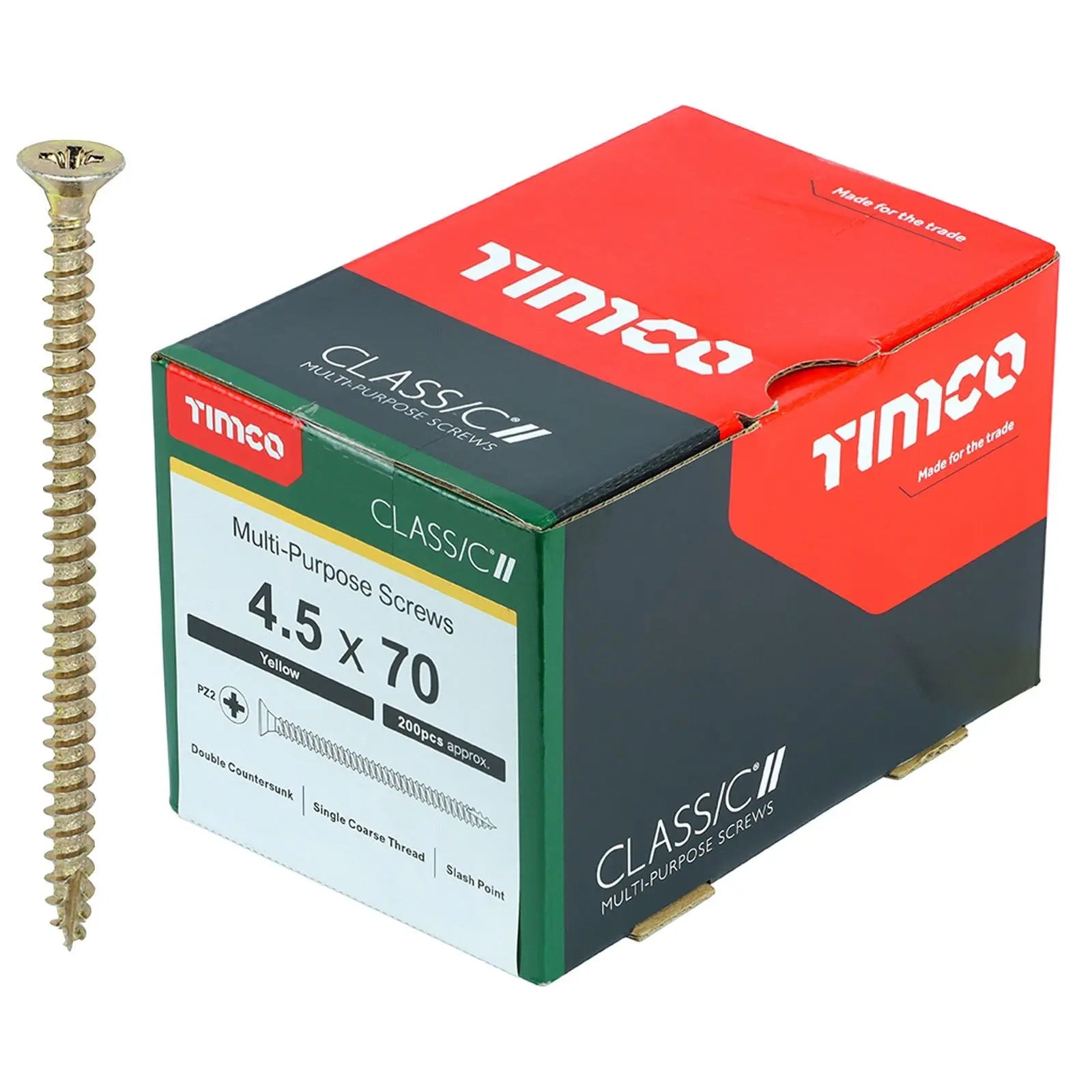 TIMCO Classic Multi Purpose Screws Pozi Head Double Countersunk Yellow Boxed - Choose Size  White Rose Tools