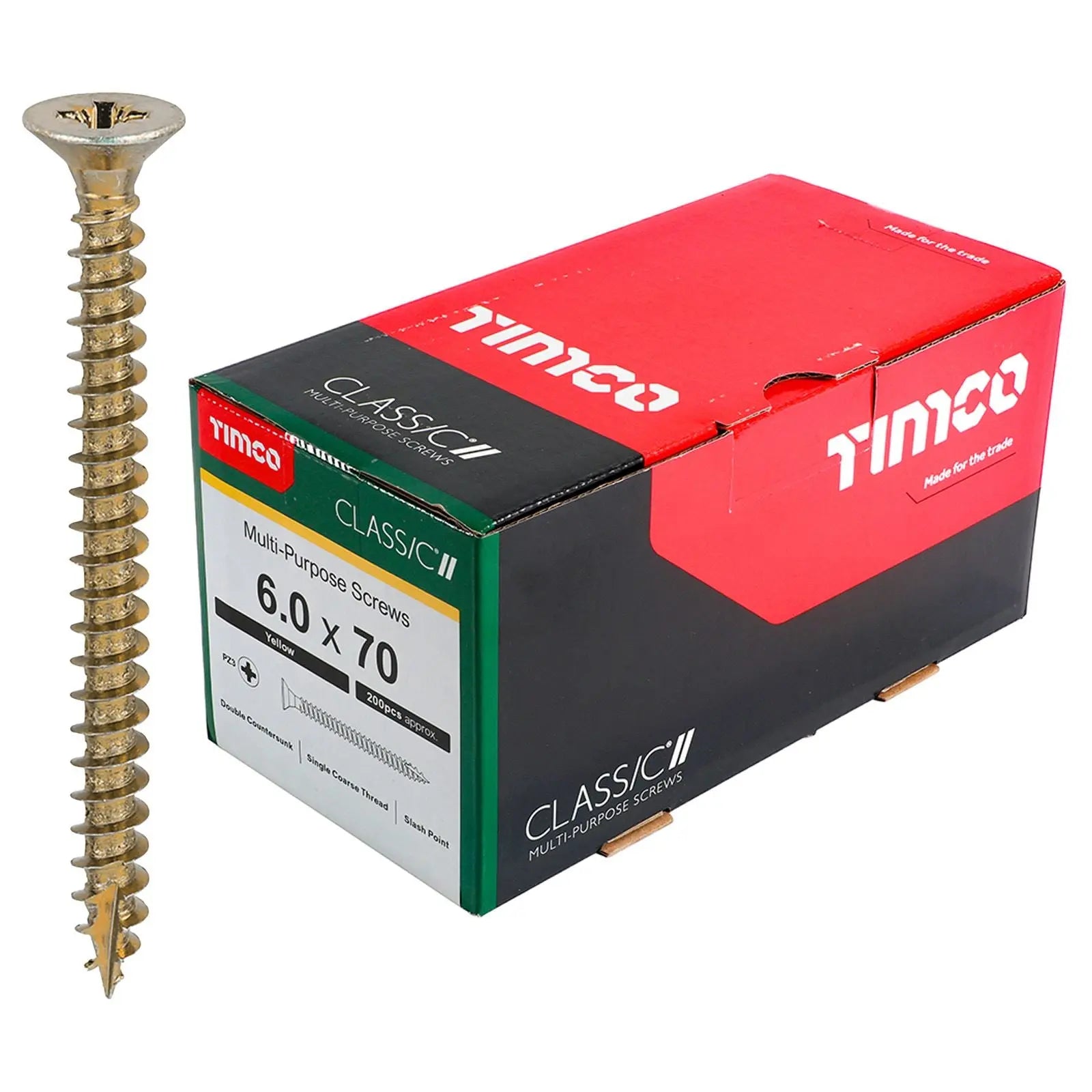 TIMCO Classic Multi Purpose Screws Pozi Head Double Countersunk Yellow Boxed - Choose Size  White Rose Tools