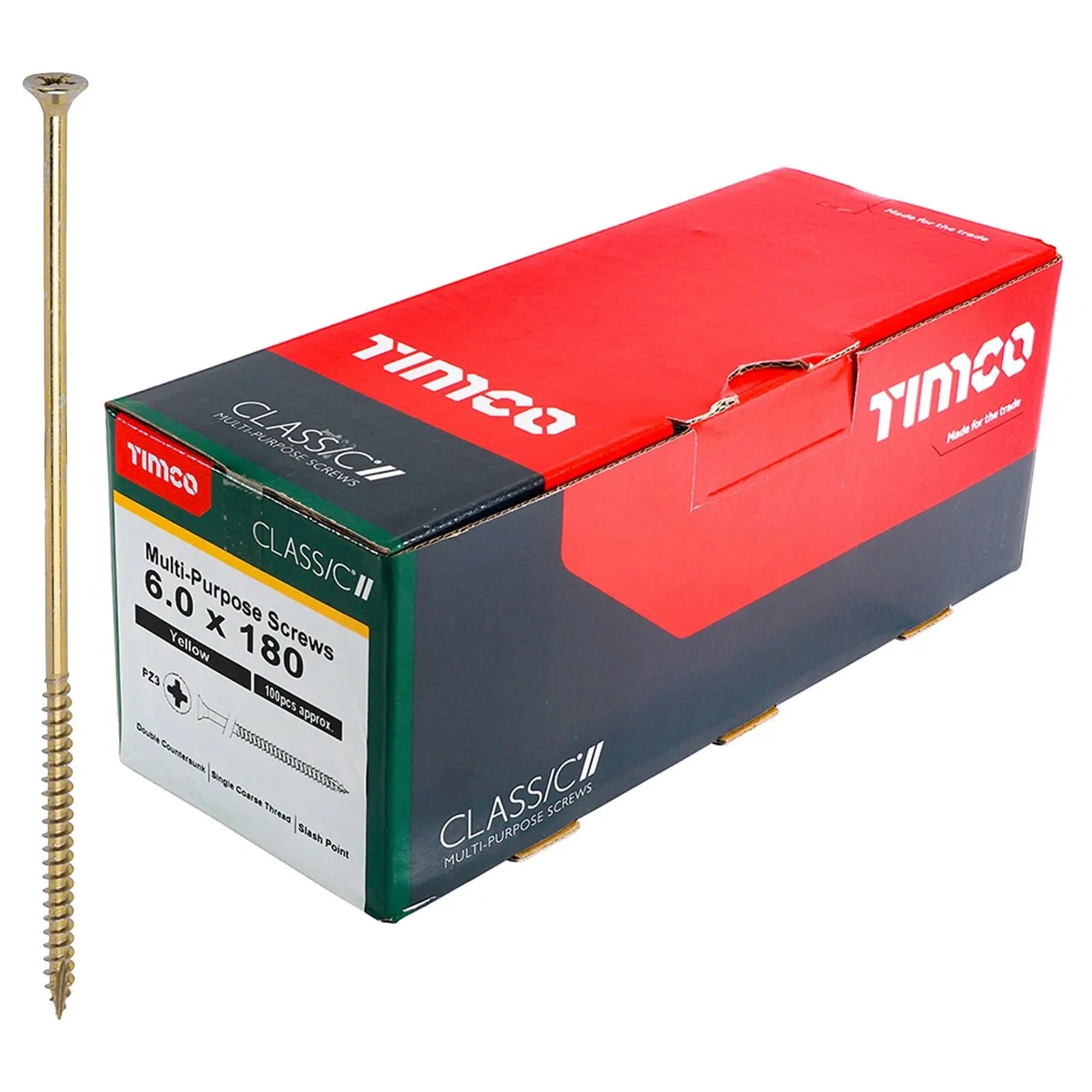 TIMCO Classic Multi Purpose Screws Pozi Head Double Countersunk Yellow Boxed - Choose Size  White Rose Tools
