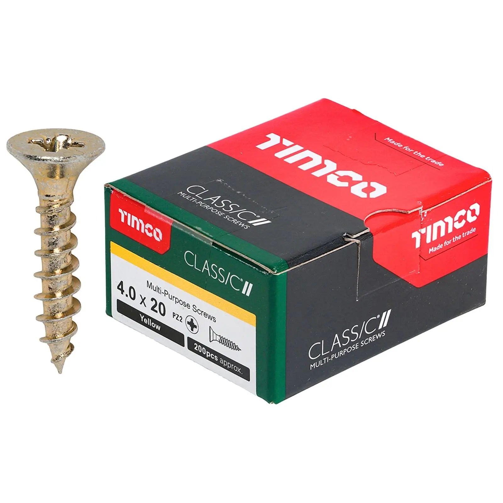 TIMCO Classic Multi Purpose Screws Pozi Head Double Countersunk Yellow Boxed - Choose Size  White Rose Tools