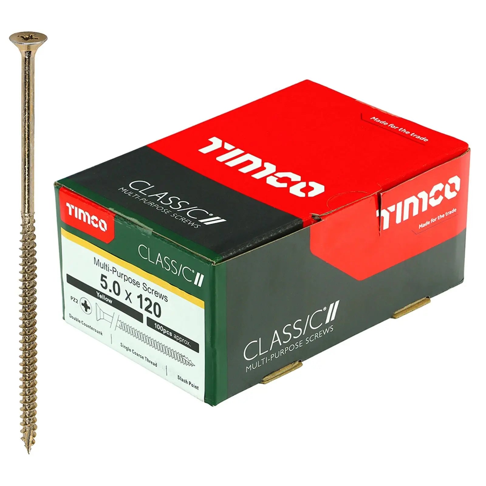 TIMCO Classic Multi Purpose Screws Pozi Head Double Countersunk Yellow Boxed - Choose Size  White Rose Tools