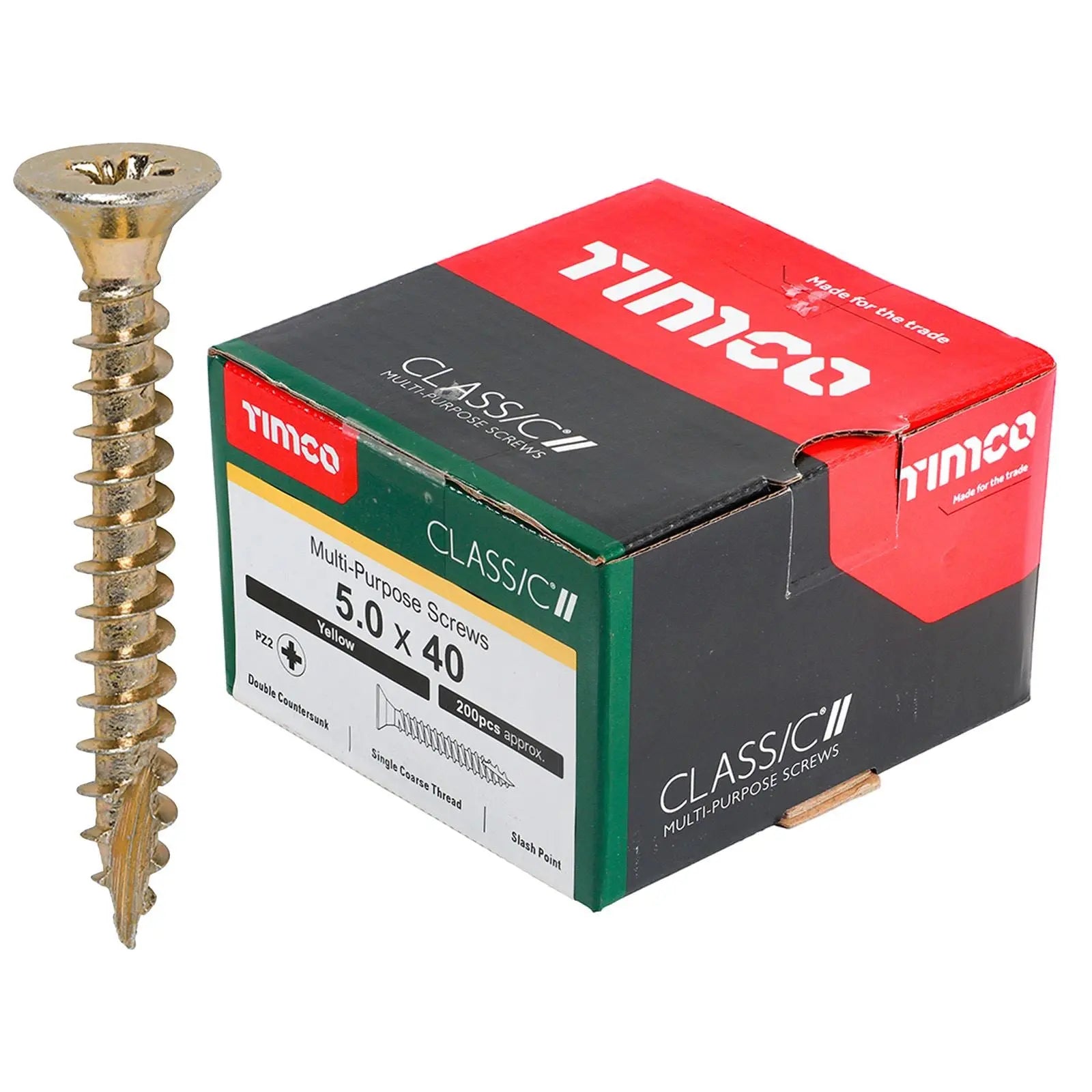 TIMCO Classic Multi Purpose Screws Pozi Head Double Countersunk Yellow Boxed - Choose Size  White Rose Tools