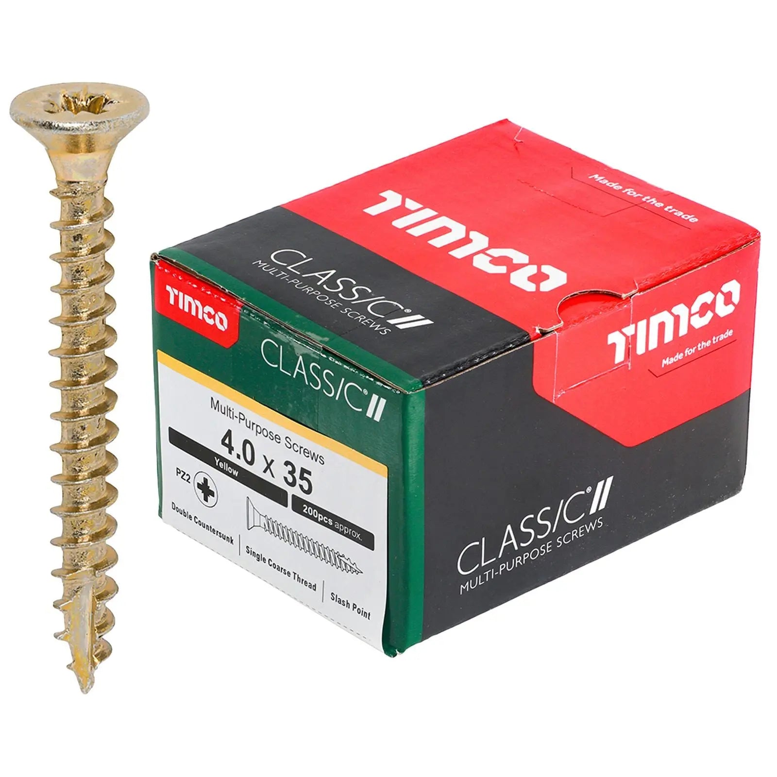 TIMCO Classic Multi Purpose Screws Pozi Head Double Countersunk Yellow Boxed - Choose Size  White Rose Tools