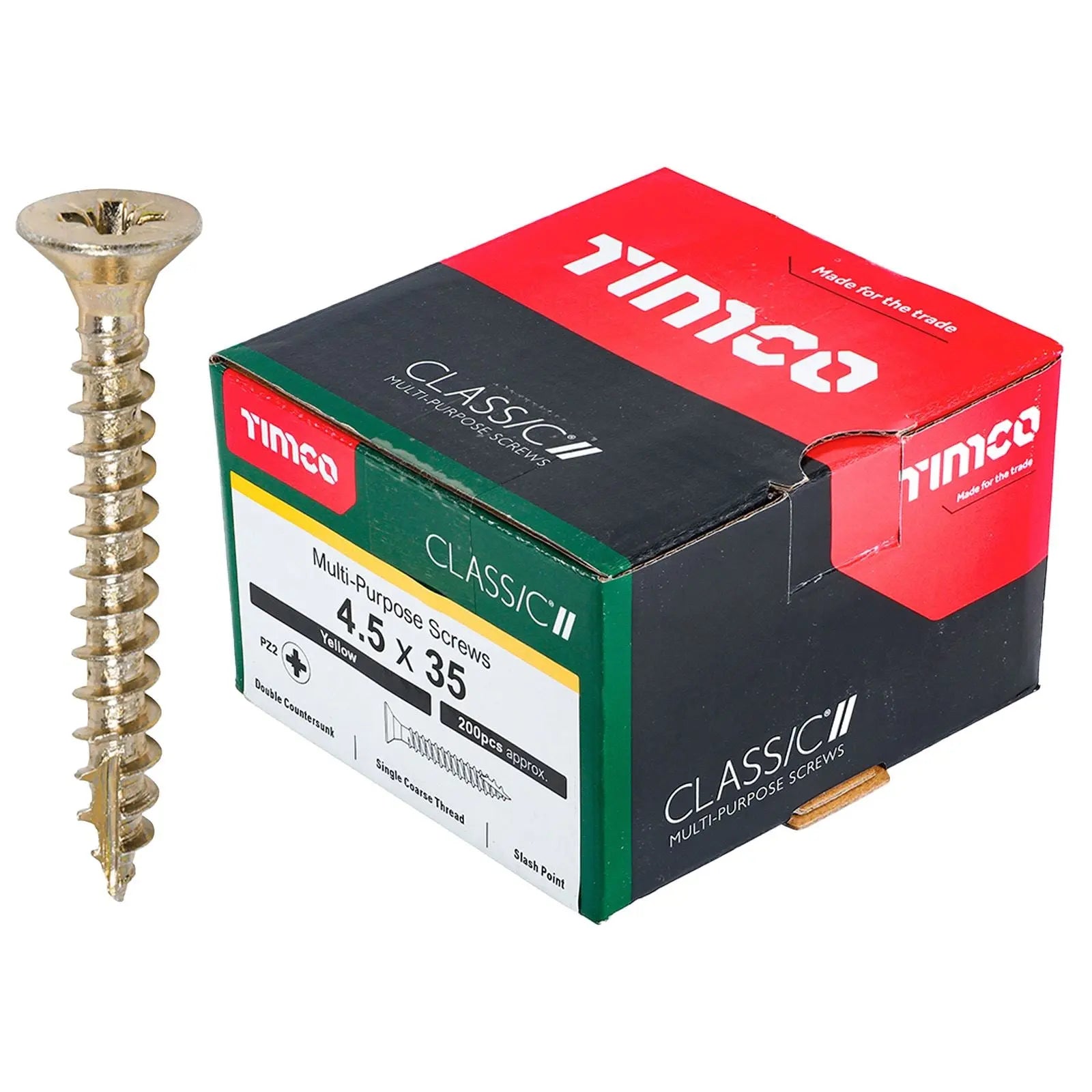 TIMCO Classic Multi Purpose Screws Pozi Head Double Countersunk Yellow Boxed - Choose Size  White Rose Tools