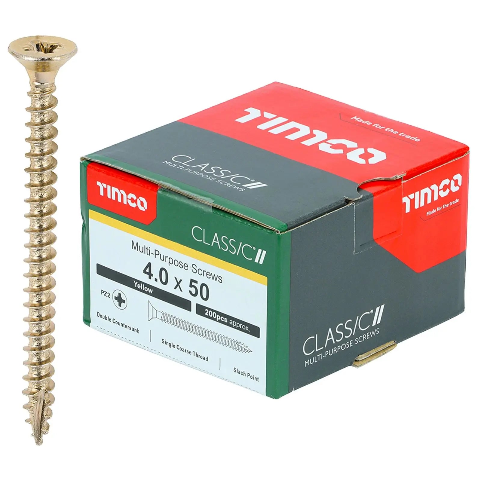 TIMCO Classic Multi Purpose Screws Pozi Head Double Countersunk Yellow Boxed - Choose Size  White Rose Tools